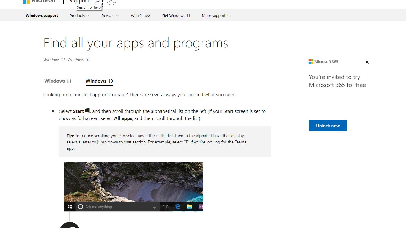 Find all your apps and programs - support.microsoft.com